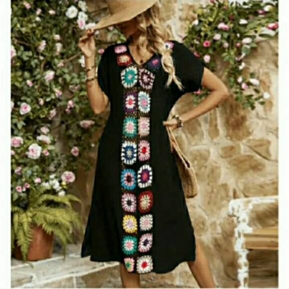 Black Swim Cover Up Crochet Dress S NEW 🌊 LAST 1 - Picture 4 of 9